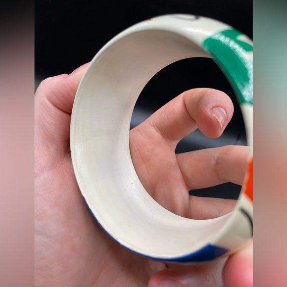 Vintage Painted Design Wood bangle - Picture 12 of 15